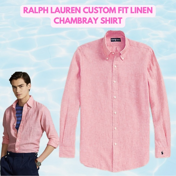 Ralph Lauren Custom Fit Linen Chambray Shirt - Picture 1 of 16